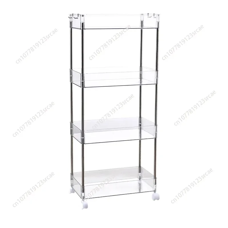 

Многоэтажная прикроватная тумбочка для спальни, закуски с узкими щелями и прорезями для хранения вещей, прозрачная тележка, стеллажи от пола до пола