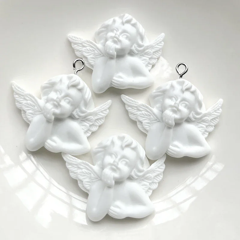 6 pieces 34mm * 26mm cute new resin European Cupid Angel Cameo  flat back Cabochon art DIY craft decoration party pendants