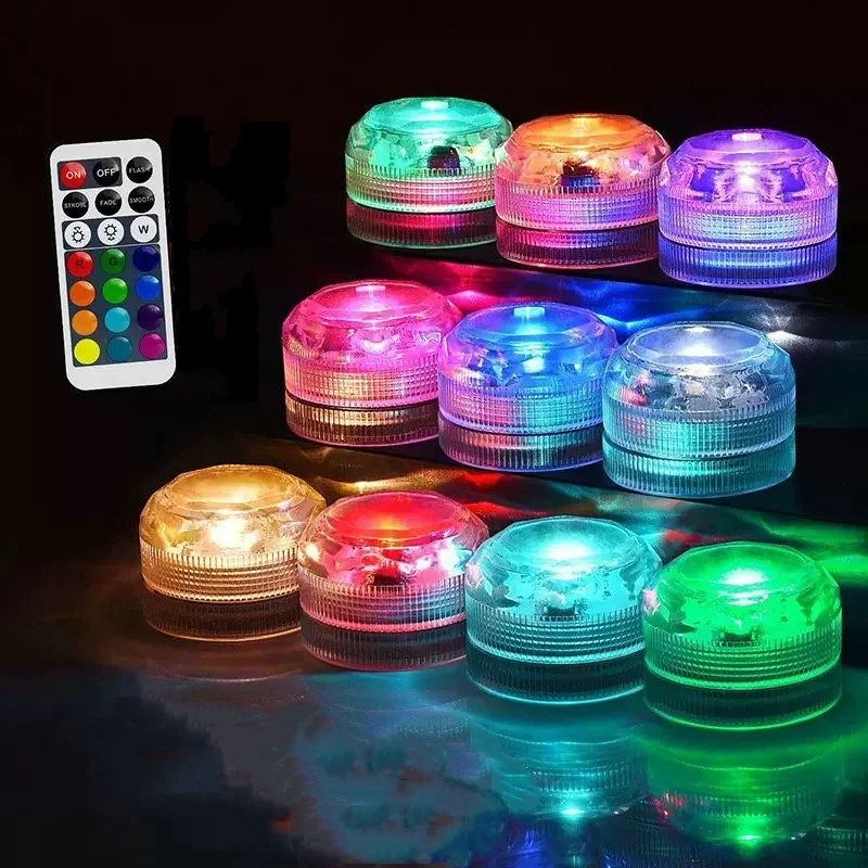 

Submersible Led teaLight Remote controlled Waterproof RGB Multicolor party floral Lamp Battery Operate Vase decorative Lighting