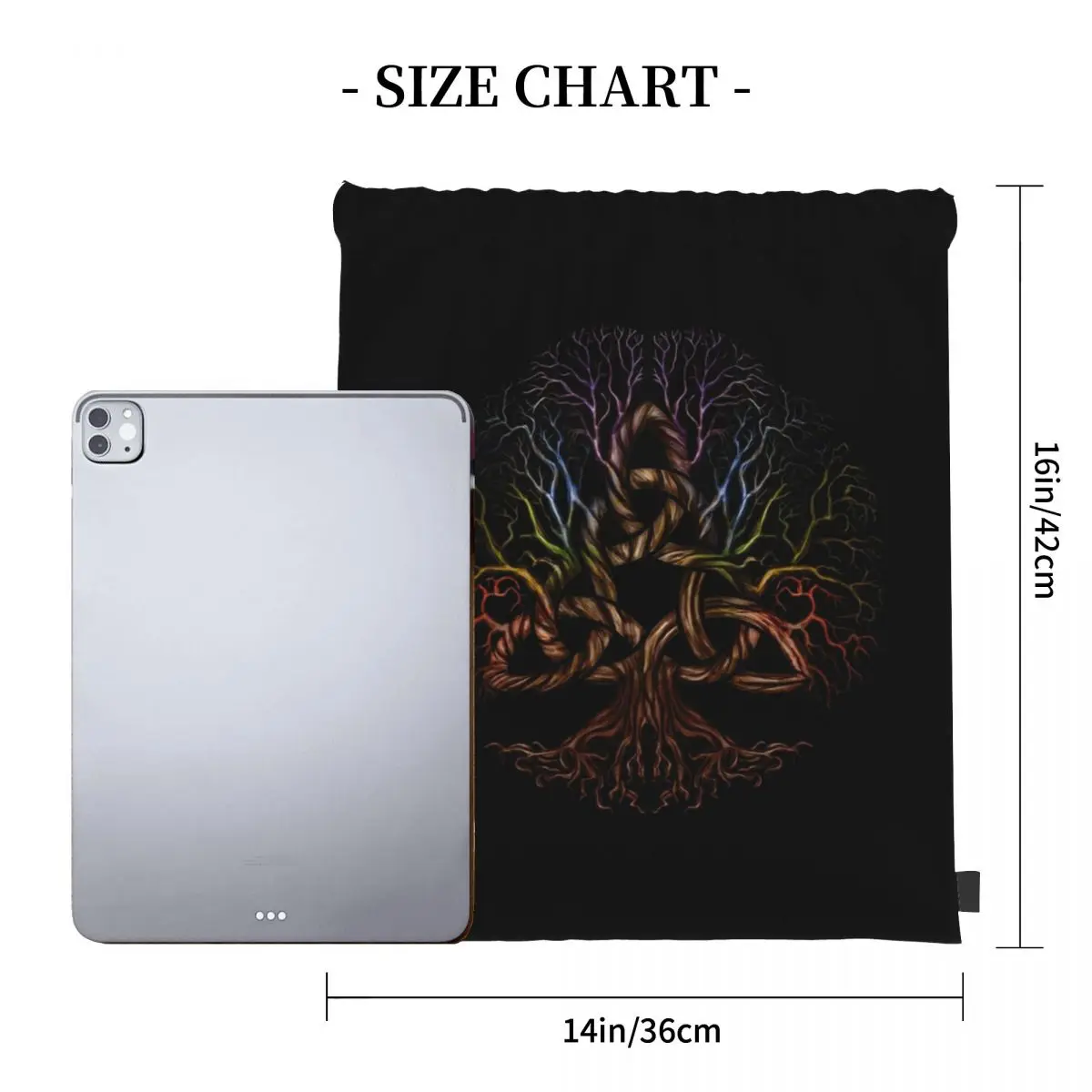 Colorful Tree Of Life With Triquetra Backpacks Drawstring Bags Drawstring Bundle Pocket Storage Bag Book Bags For Travel School