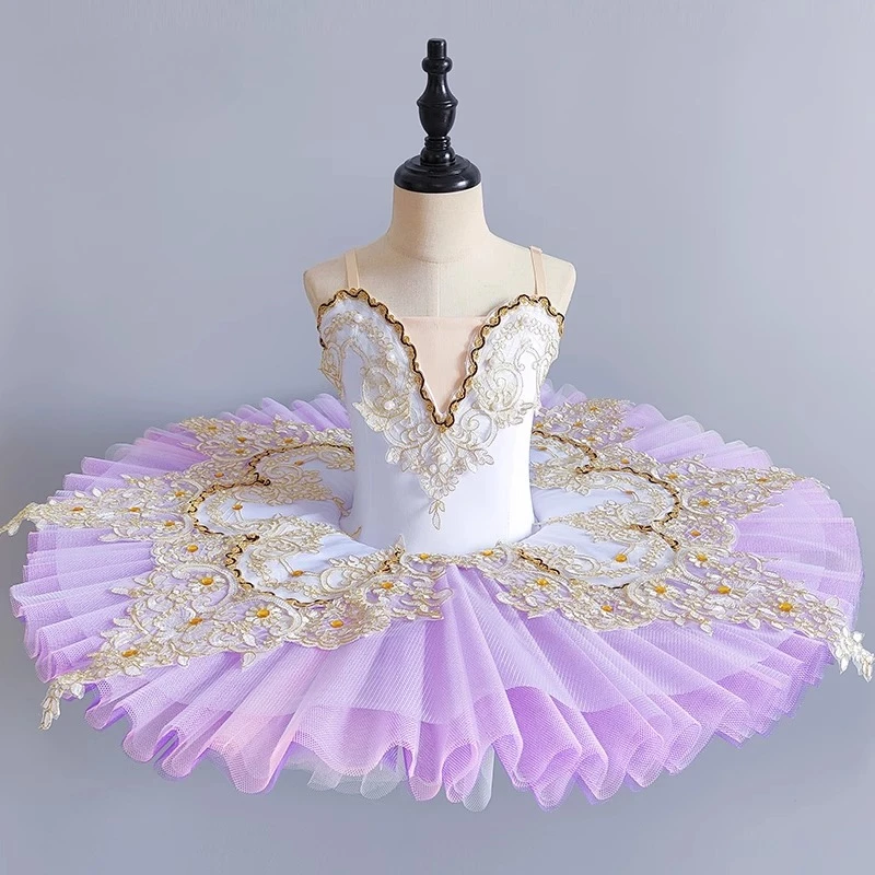 스카이 블루 프로페셔널 발레 튜튜 소녀 플래터 팬케이크 튜튜 발레리나 파티 드레스 성인 여성 어린이 발레 댄스 의상