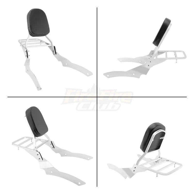 For Yamaha V Star XVS400 650 Custom Models 1996-2017 Chrome Motorcycle Detachable Sissy Bar Rear Passenger Backrest Pad