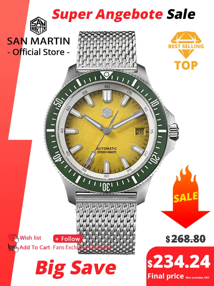

San Martin 40mm Original Design Fruit Series Dive Watch NH35 Automatic Mechanical Men Watches Waterproof 200m Luminous SN0118