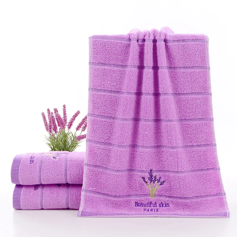 High Quality Embroidered Cotton Towel Set 34x74cm Lavender Aromatherapy Hand Face Towels