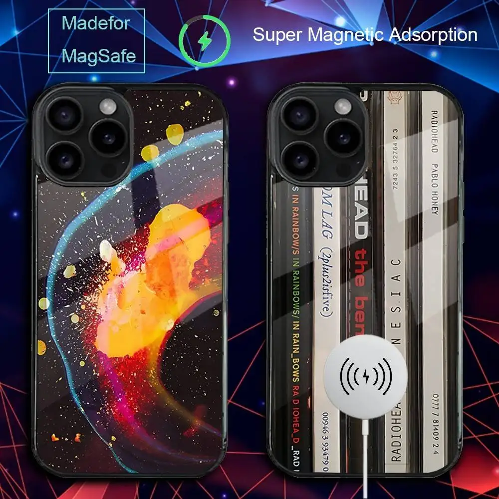 

R-Radiohead Band Rainbow Phone Case For iPhone 17,16,15,14,13,12,11,Pro,Max,Plus,Mini,SE4,E Magnetic Magsafe Wireless Charging