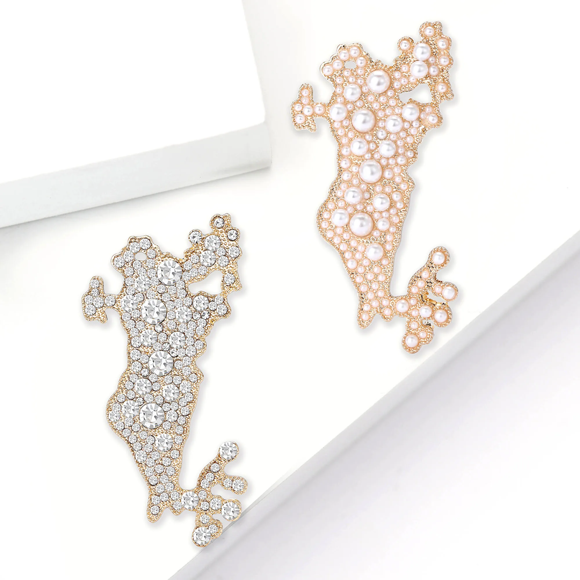 Luxury Rice Beads Bahrain Map Brooches for Women Rhinestone Geometric Pins Necklace Event Party Decoration Clothes Accessories