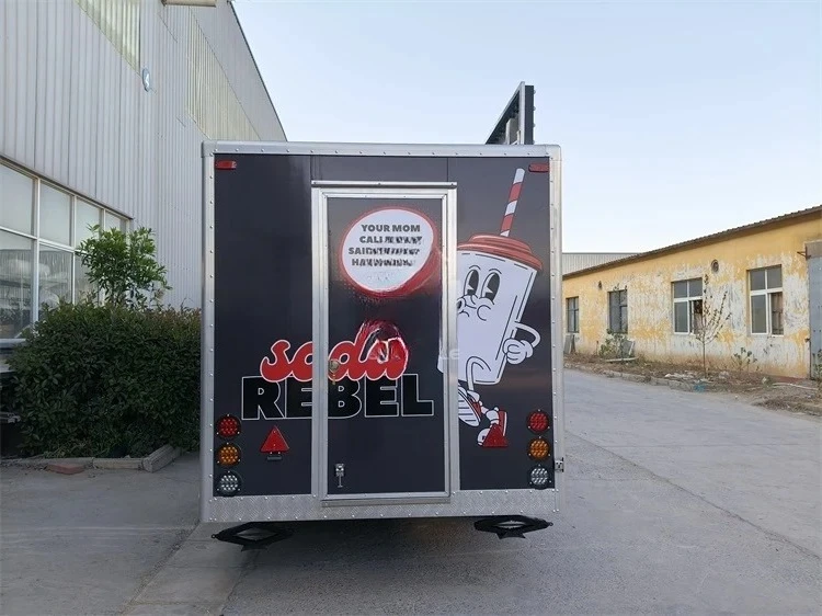 Custom 2-Axles 4-Wheels Mobile Bubble Tea Shop Fast Food Truck Towable Food Trailer