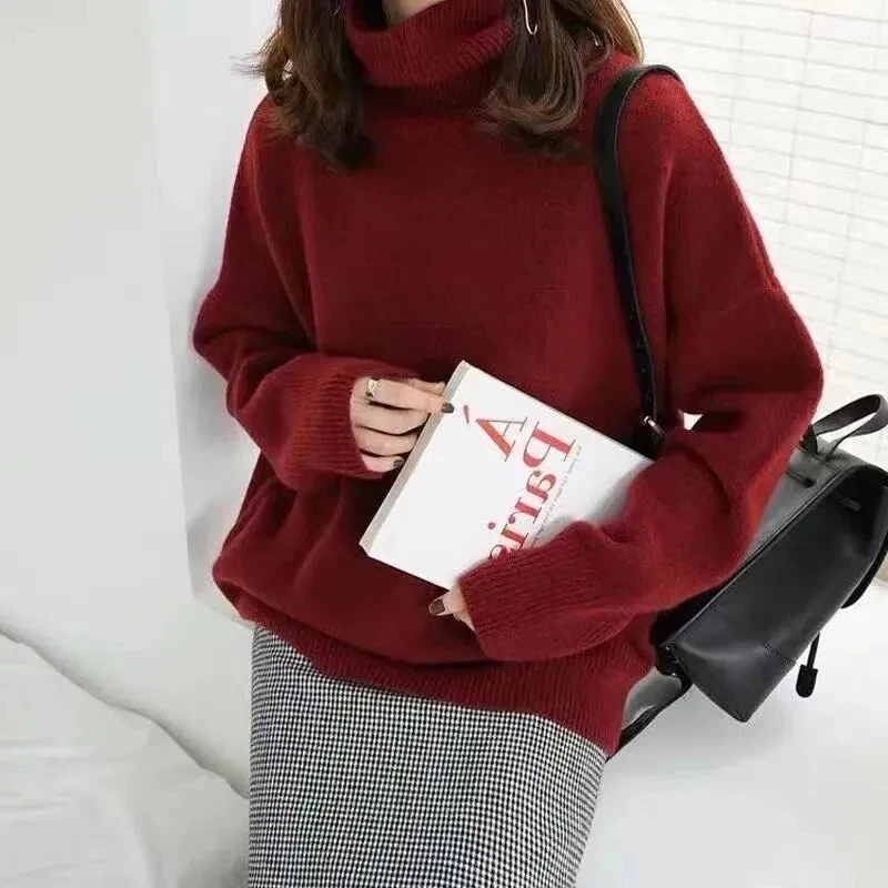 Gidyq Fashion Women Knitted Sweater Korean Casual Streetwear Loose Pullover Tops Elegant Female All Match Jumper Autumn New