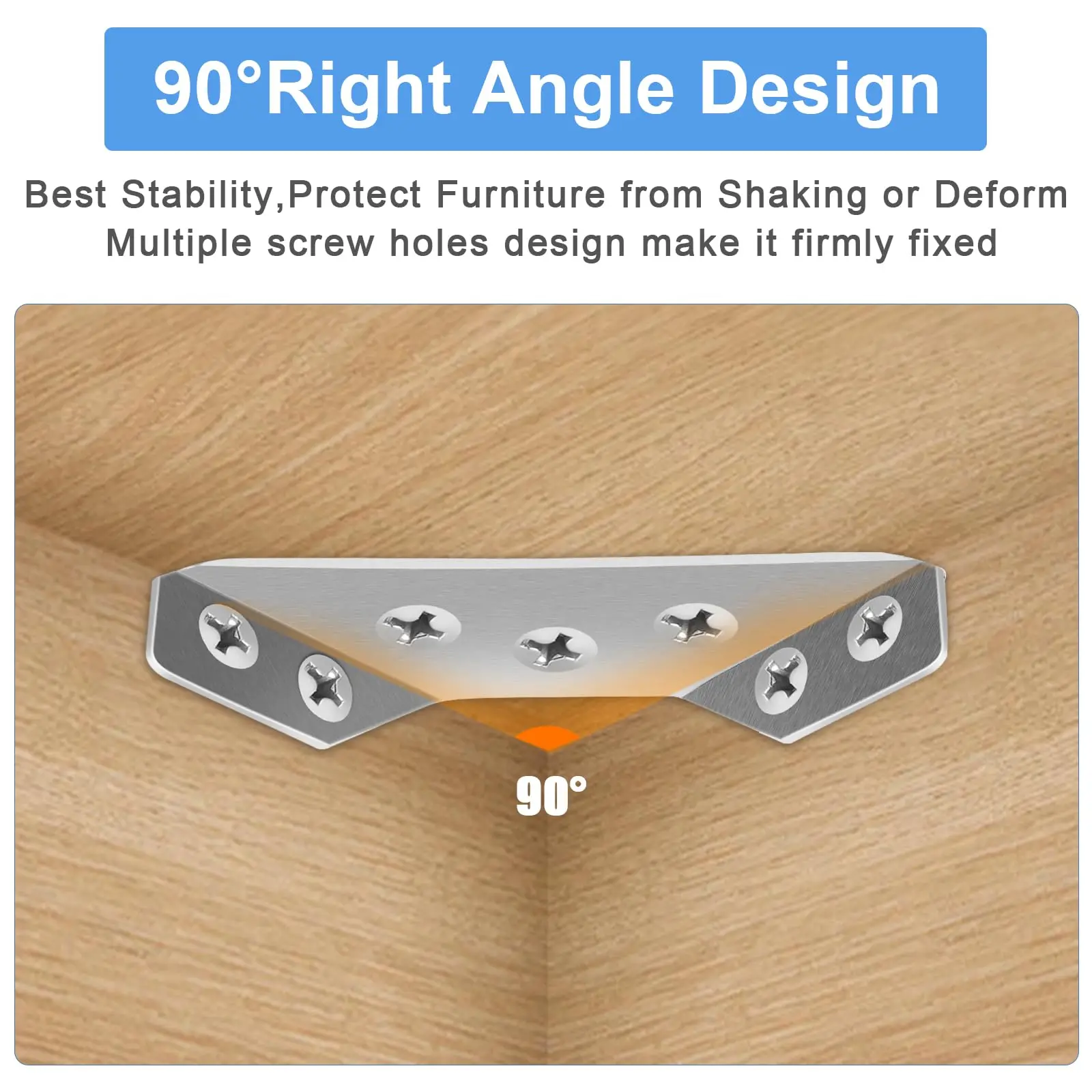 10/20/40/50pcs Thickened Stainless Steel Angle Code 90 Degrees Right Angle Fixed Bracket Furniture Connectors