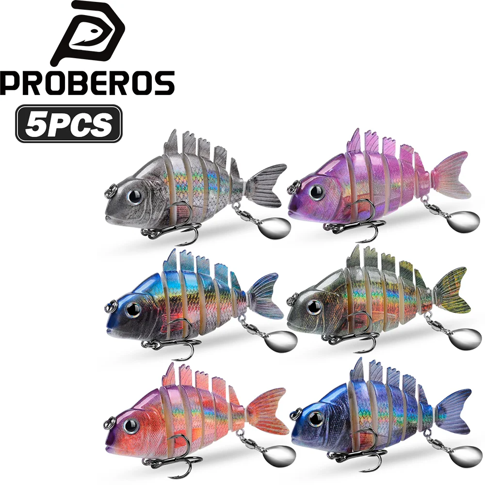 

PROBEROS 5pc Multi Joint Bionic Fishing Baits Suitable For Freshwater Saltwater Artificial Hard Bait Sea Bass Trout Fishing Lure