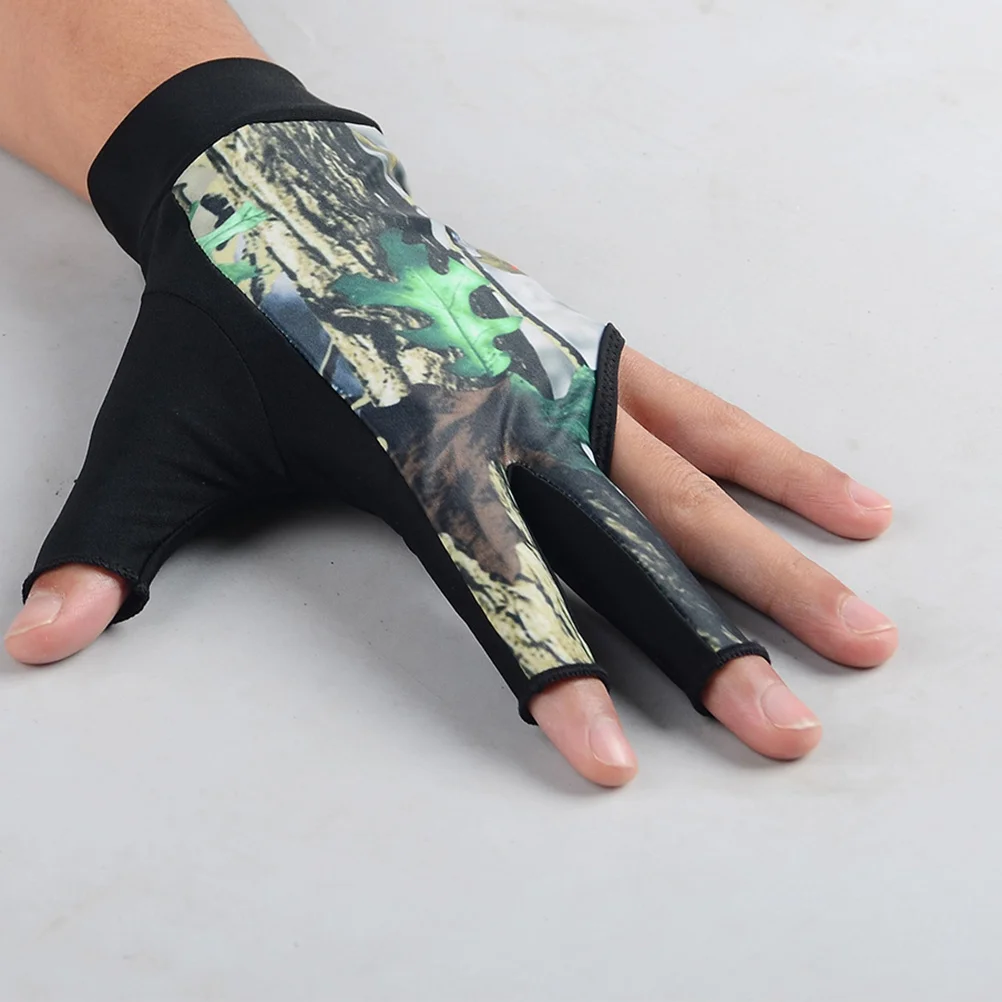 1 زوج 3 أصابع البلياردو قفاز المضادة للانزلاق السنوكر قفاز تنفس مطاطا المعصم صالح الرجال النساء المحمولة التمويه حجم L