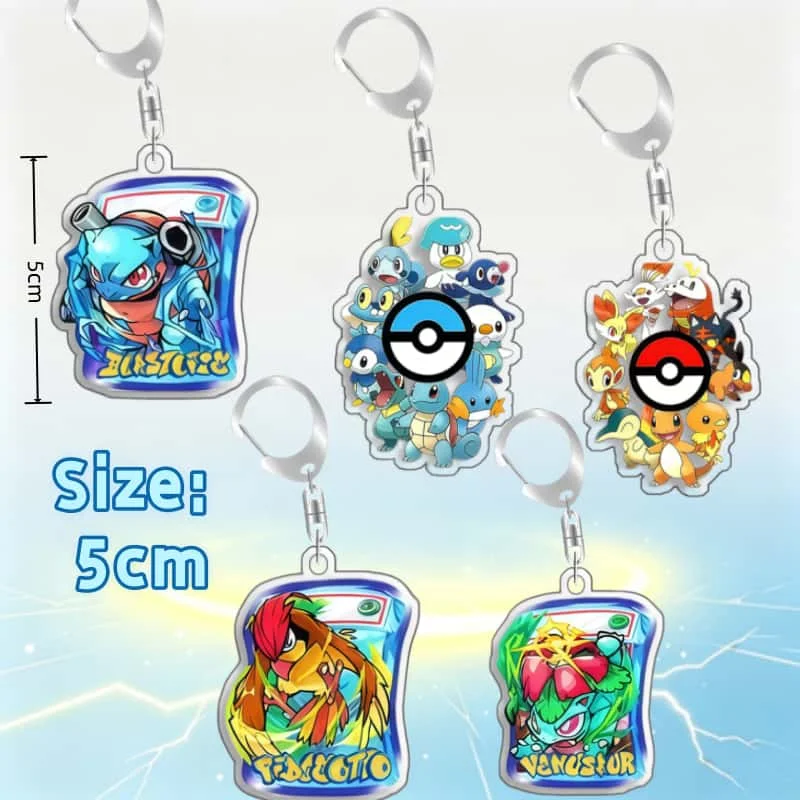 Keychain for Pokemon Blastoise Squirtle Charmander Pidgeotto Pidgeotto Acrylic Backpack Pendant Decoration Collection Fans Gift