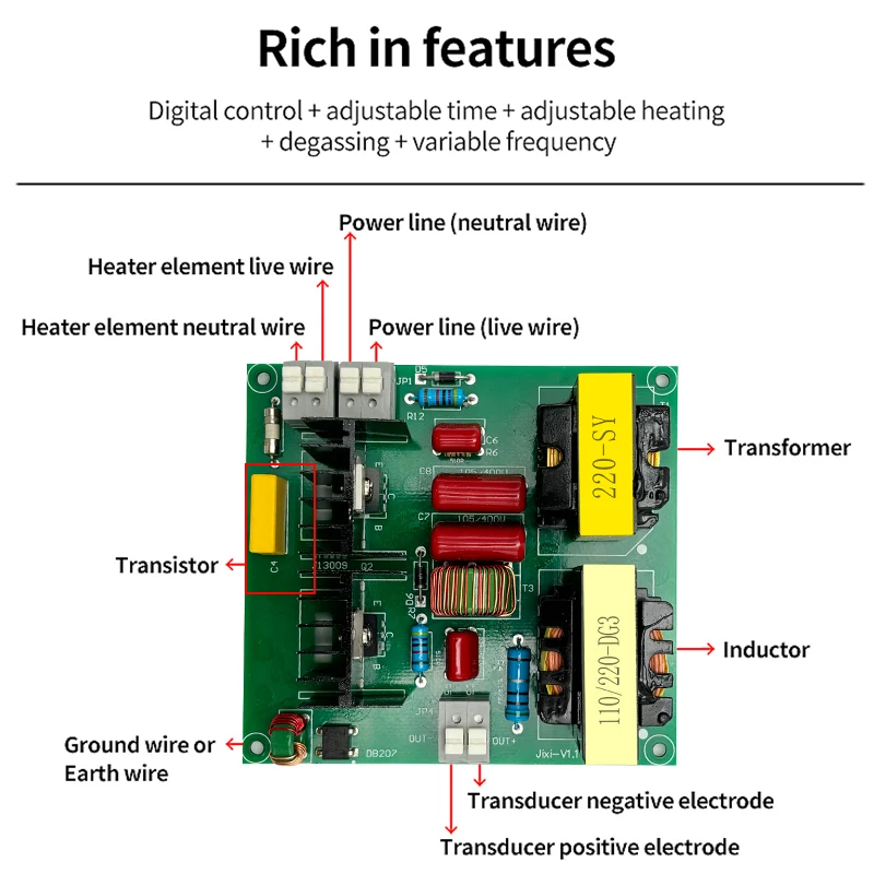 FanYing Ultrasonic Cleaner Circuit Board Driver Transducer 40KHz 150W 100W 50W Cleaning machine PCB New Upgrade 220V or110V