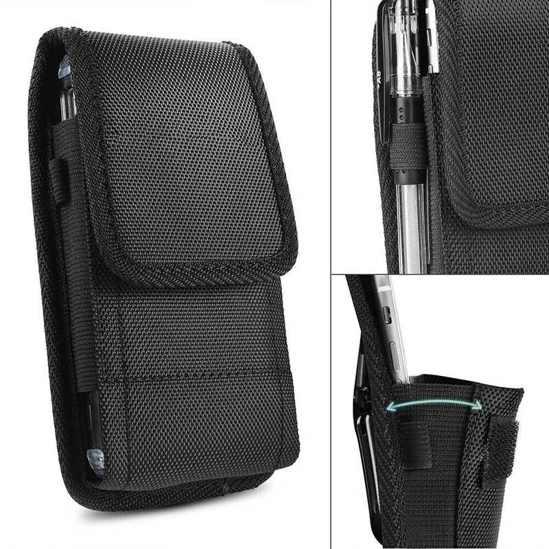 Bolsa de teléfono táctica para acampar al aire libre, bolsa negra del ejército, cinturón de bucle de gancho, funda de nailon para móvil, 10Cm, caliente