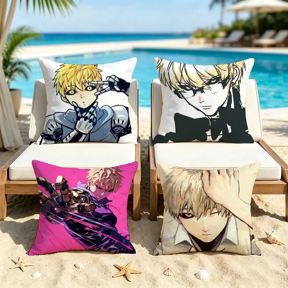One-Punch Man Genos Square Double-Sided Printed Pillow Case Sofa Cushion Cover Bedroom Bedside Decor