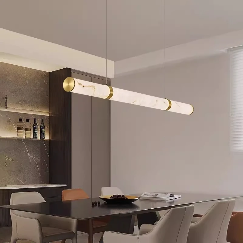Imitation Marble Pendant Lights for Living Room Dining Room Decor Resin Long Pendant Lamp for Bar Counter Villa Indoor Lighting view 2