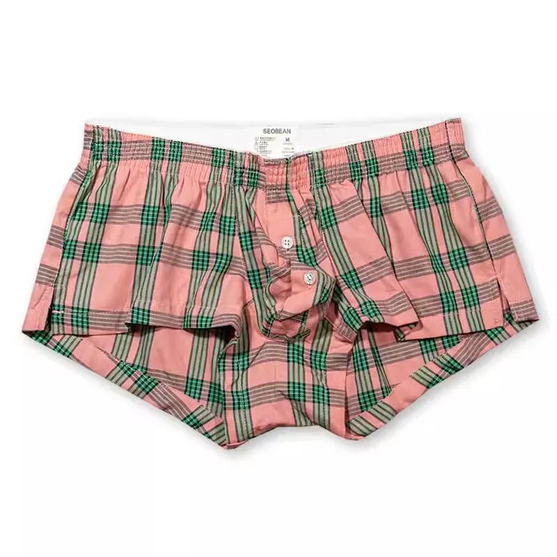 Intimo da uomo slip larghi traspiranti vita bassa Sexy Plaid pantaloni fatti in casa cotone compagno moda Boxer slip intimo da uomo