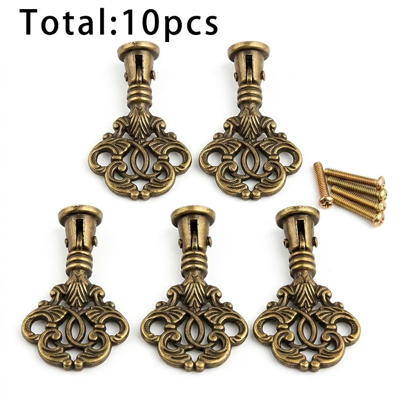 5Pcs079 fan bronze handle + 5pcs handle screw total 10pcs, suitable for kitchen and wardrobe doors and furniture handles