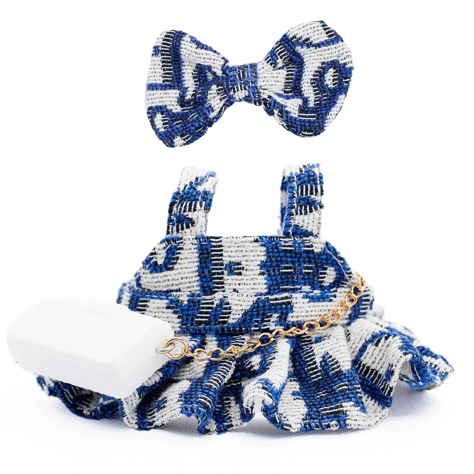 

Clothes for 17cm Dolls, Premium Dolls Accessories with Chic Grid Bow Spaghetti-Strap Dress Set, High-End Fashion Outfit for Play
