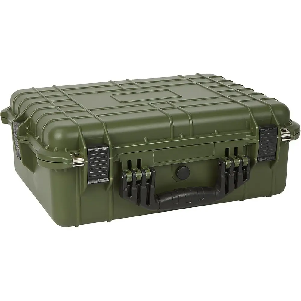 

20-inch Green Plastic Waterproof Storage Case with Foam, Ideal for Drones, Cameras, Equipment, and Pistols