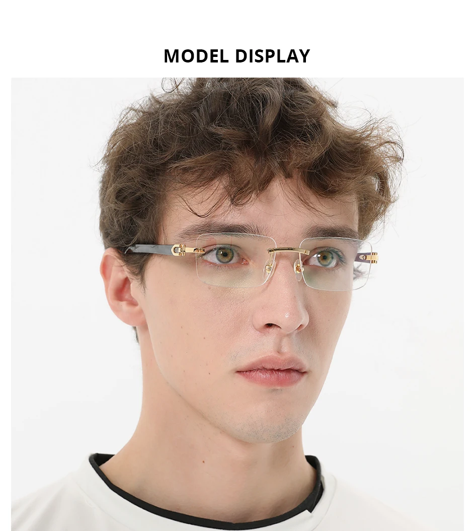 HEPIDEM Buffalo Horn Brille Männer Luxus Berühmte Marke Design Randlose Brillen Rahmen Frauen Rahmenlose Weiß Buffs Holz Brillen – Detail 1