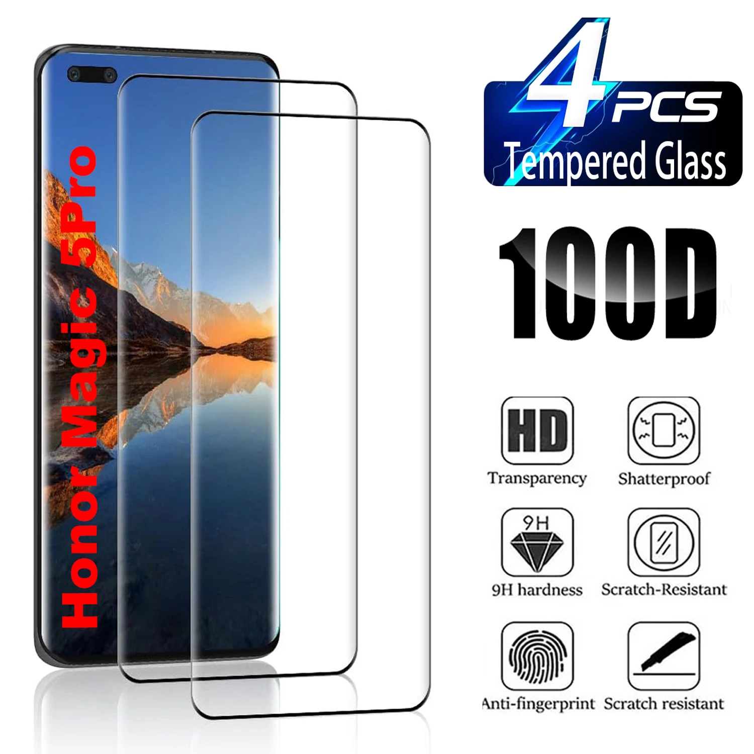 

2/4Pcs Tempered Glass For Huawei Honor Magic 5 Pro/Magic 6 Pro/Magic 7 Pro 5G 3D Curved Screen Protector