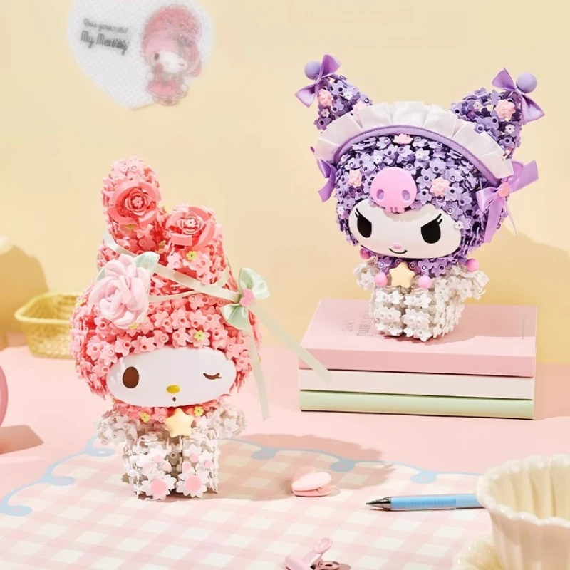 Sanrio Bouwstenen Kuromi Taarten Desktop Decoratie Puzzel Assembleren Model Speelgoed Verjaardagscadeaus voor jongens en meisjes