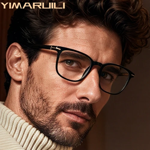 YIMARUILI, gafas cuadradas Retro de negocios para hombres, moda de alta calidad TR90, montura de gafas graduadas ópticas de acetato para caballeros