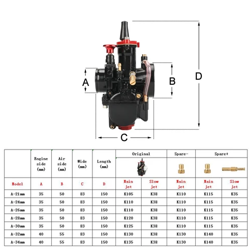 Imagen 2 del producto Carburador Universal de 21, 24, 26, 28, 30, 32 y 34mm para Mikuni Maikuni, piezas de carburador PWK, Scooters con Power Jet, motocicleta ATV