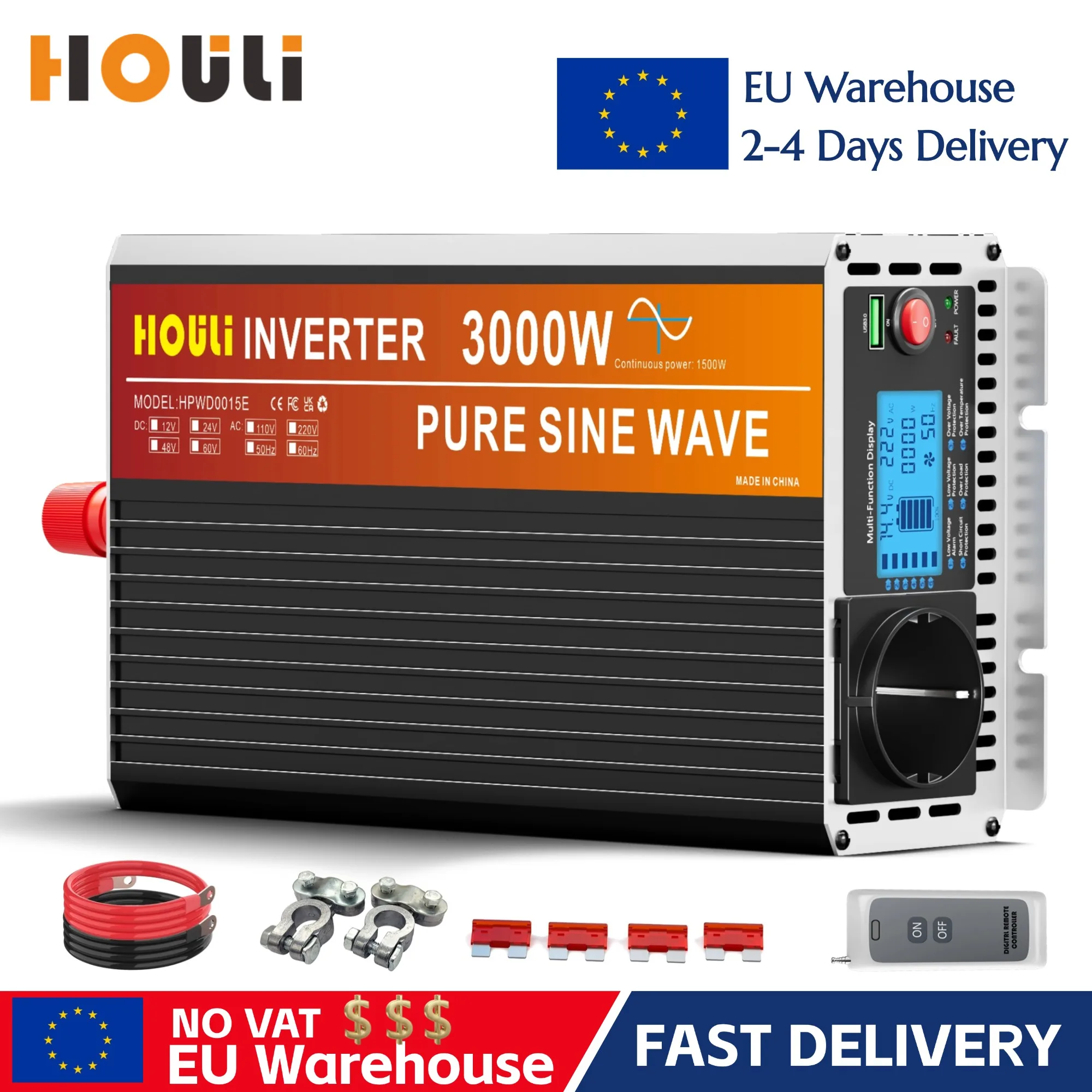 Konverter 12 V A 220 V 15000 W/3000 W Transformator 220 V 24 V Wechselrichter 12 V 220 V Onda Pura