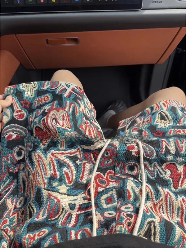 

Мужские летние тонкие быстросохнущие спортивные шорты-бермуды свободного кроя с этническим принтом, дышащие и удобные