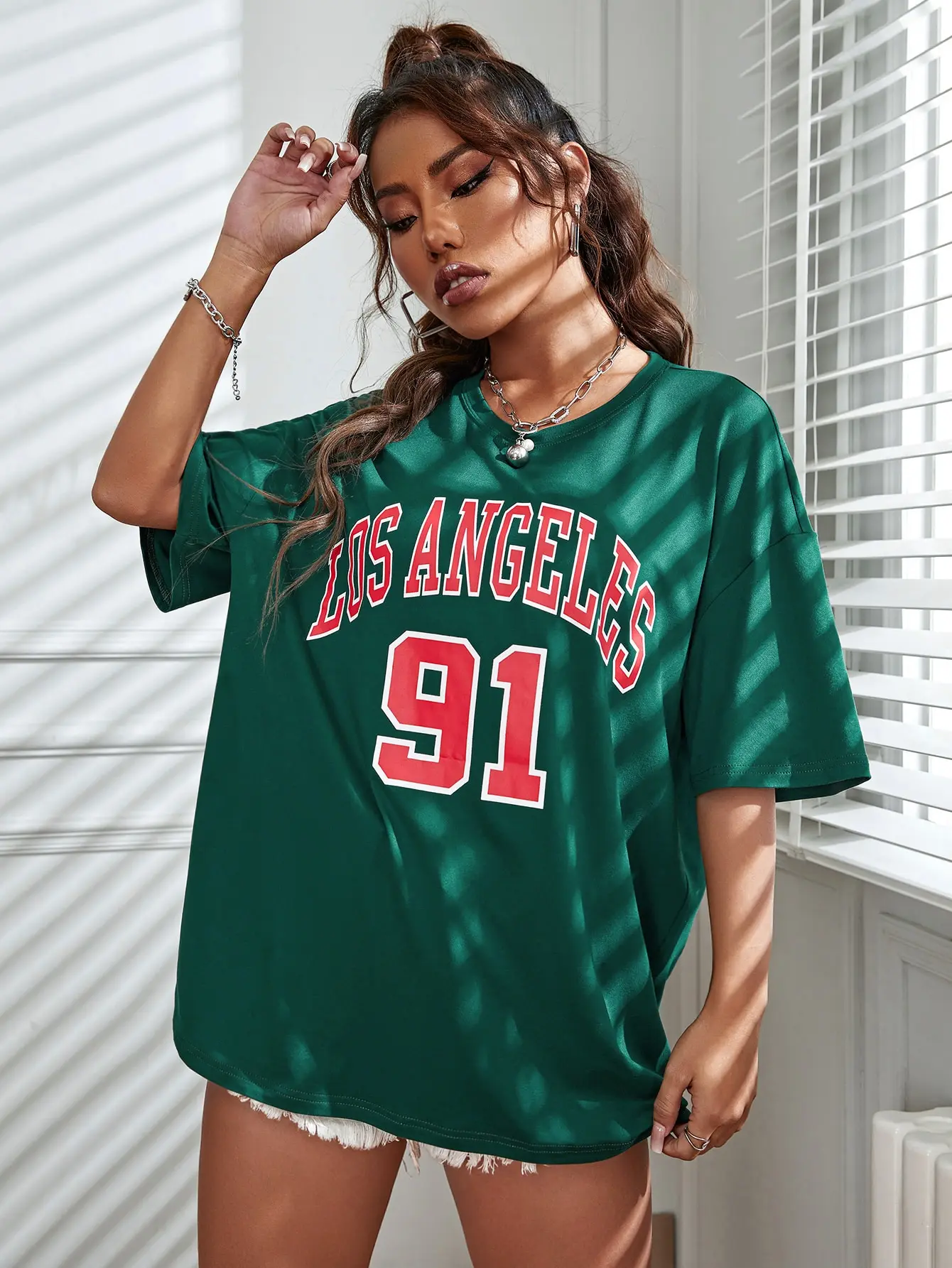 Los Angeles 91 Sport T-Shirts Women USA City Printed Clothes Summer Loose Oversize T Shirt Cotton Brand Short Sleeve Casual Tops