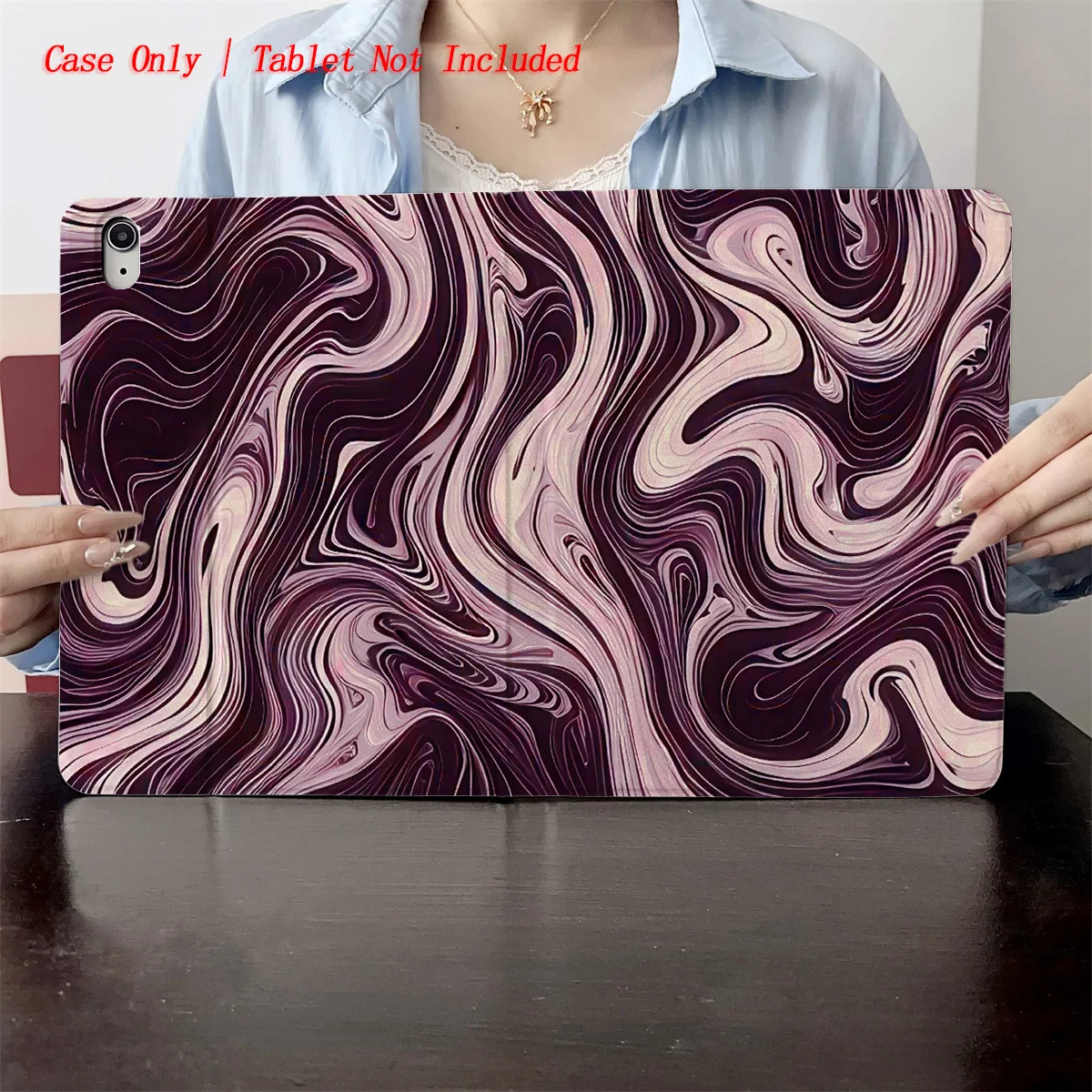 

Elegant Purple Streamline Pattern iPad Case For Apple iPad Pro 11/12.9 Air 3/4/5 Mini 5/6 8th/9th/10th Gen Cover