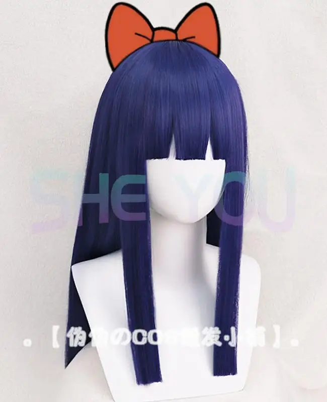 POP TEAM EPIC Popuko 28cm Short Golden Blonde Ponytail Pipimi 60cm Long Blue Wig Heat Resistant Cosplay Costume Hair