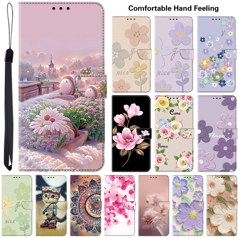 

High-quality Funda 16 Pro Max 16 Plus Case For Apple IPhone 15 14 13 Pro Max 13 Mini Cover Luxurious 3D Flower Painting Leather