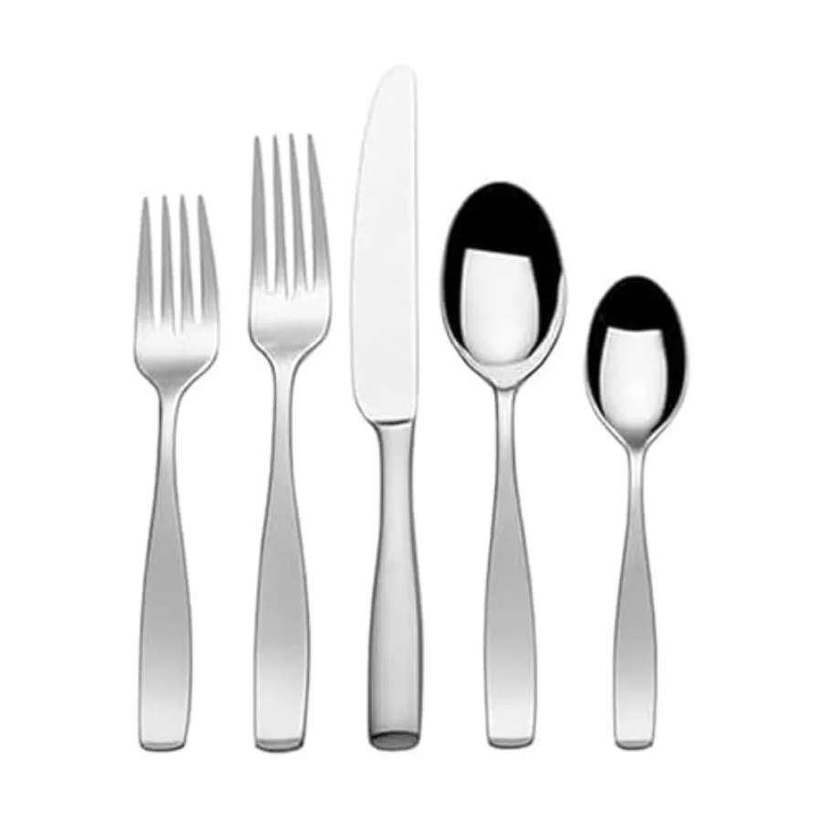 

Satin Loft 65-Piece Flatware Set for 12 18/10 Stainless Steel Silverware in Silver with Forks Knives Spoons and Serving Utensil