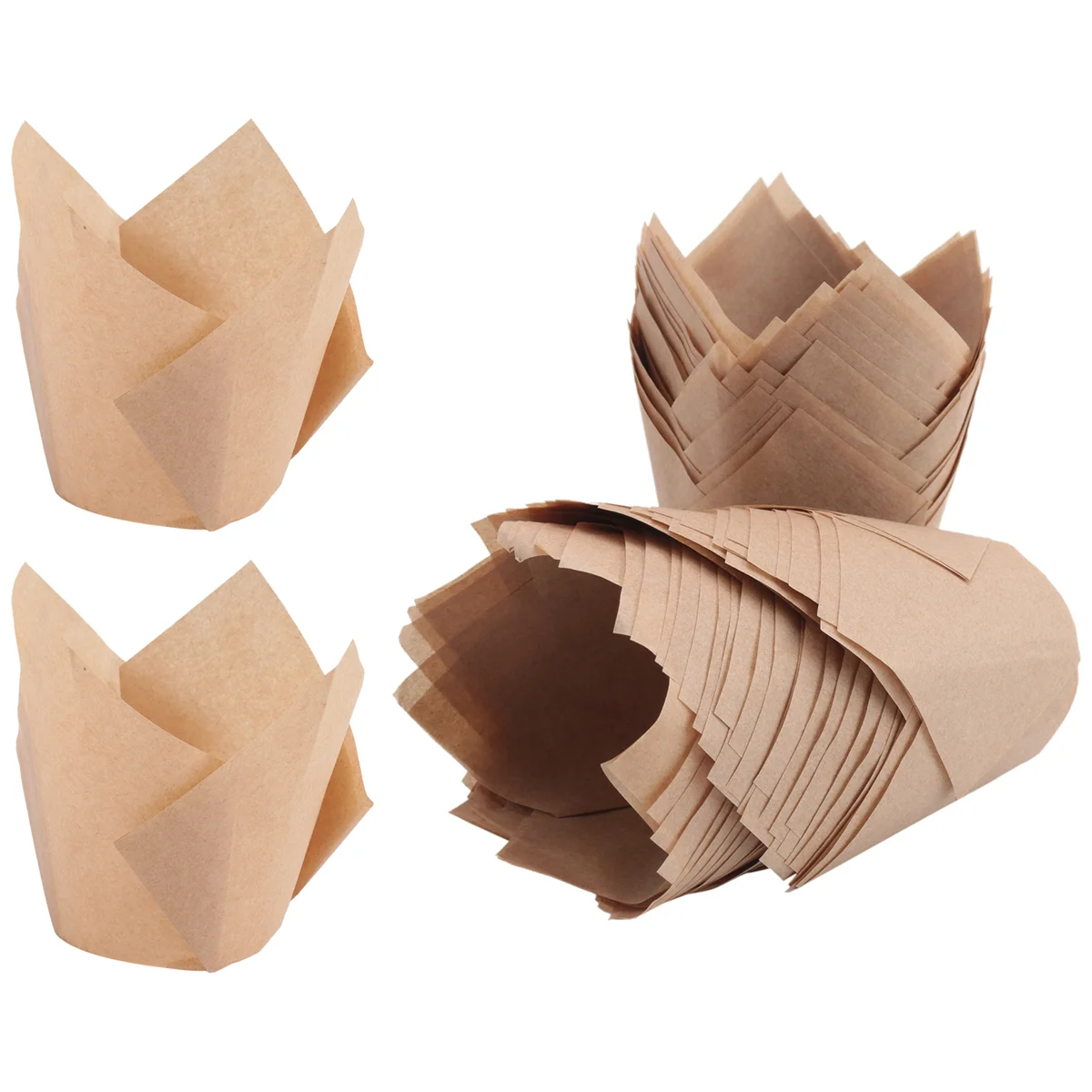 A84E-50 Pcs Tulip Cupcake Liners,Tulip Baking Paper Cupcake & Muffin Liners Unbleached Baking Cups Cupcake Cowhide Color