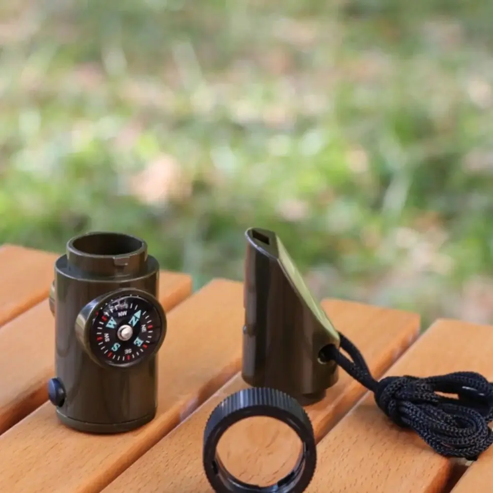 Gwizdek ratunkowy 7 w 1, wielofunkcyjny kompas, gwizdek survivalowy do użytku na zewnątrz, przenośne narzędzie 7 w 1, gwizdek ratunkowy do nurkowania