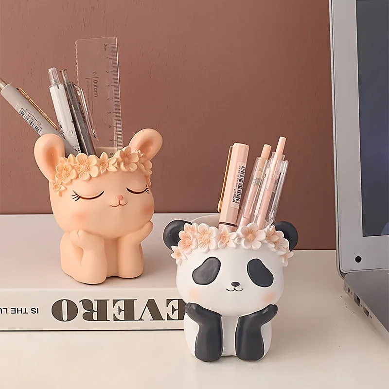 Cute Animal Shape Multifunctional Desktop Organizer Pen Holder Office Supplies Decorative Desk Accessories