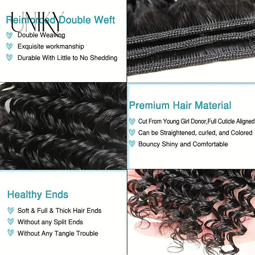 Deep Wave Human Hair Bundles 1/3/4 Bundle Brazilian Deep Water Curly Weave Hair Bundles Unprocessed Virgin Deep Wave Human Hair