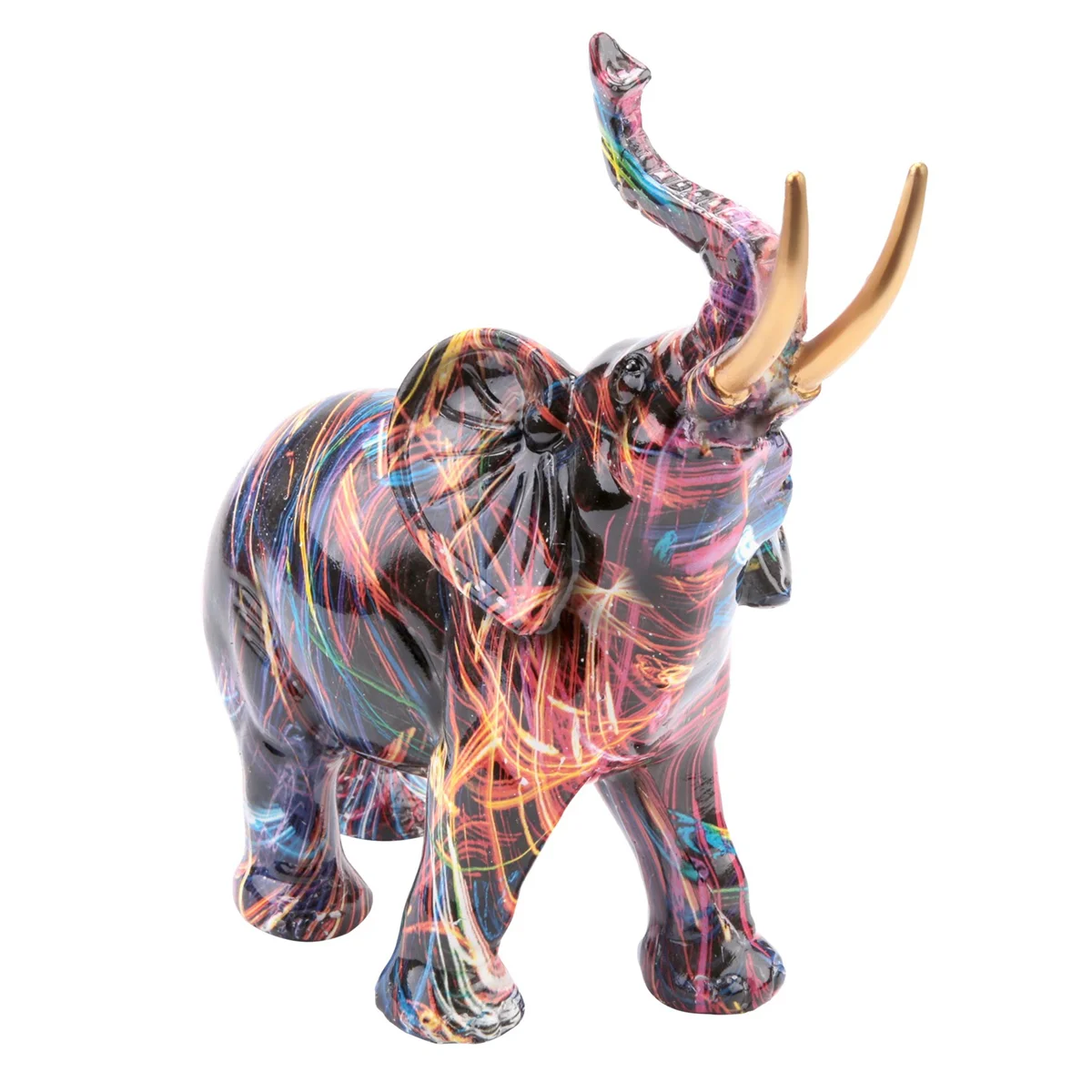 

Nordic Painting Graffiti Elephant Sculpture Figurine Colorful Art Elephant Statue Creative Resin Animal Statue Decor C