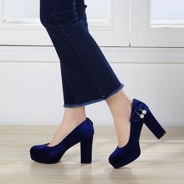 Navy velvet shoes ladies deals