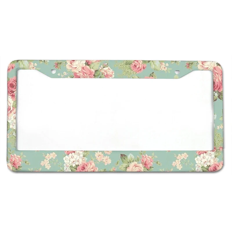 Beautiful Little Flower1 American Standard Aluminum Alloy Car License Plate Cover Car Accessories Waterproof License Plate Cover