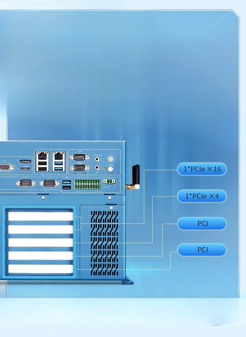 كمبيوتر صناعي قابل للتوسيع بأربعة فتحات للبطاقات، منفذ شبكة مزدوج AI Edge Computing Machine Vision Intelligence #1