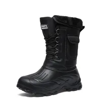 Winter Camouflage Snow Men Boots Rain Shoes Outdoor Waterproof With Fur Plush Warm Male Casual Mid-Calf Work Motorcycle Boot
