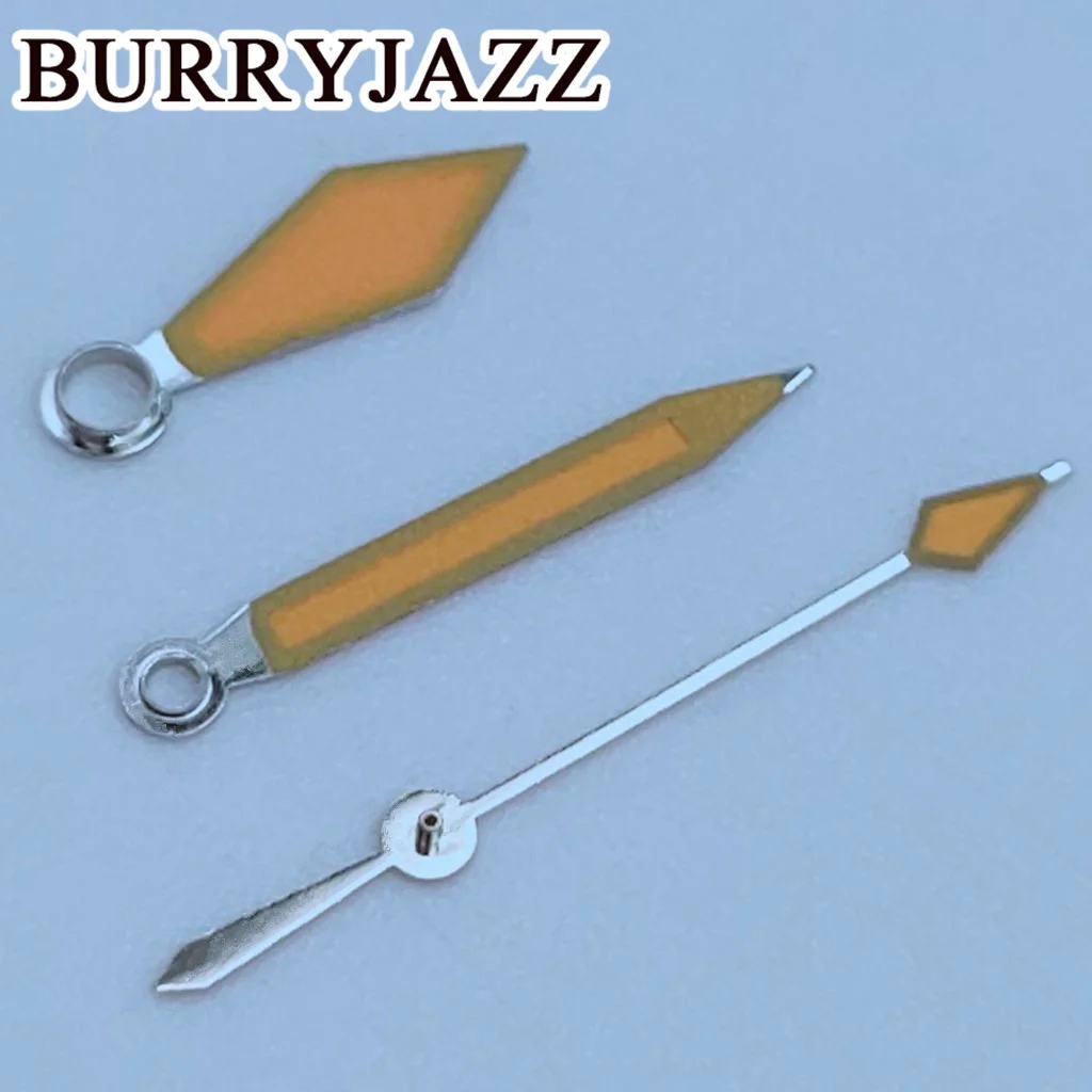 BURRYJAZZ NH35 NH36 NH38 7S26 7S36 4R35 4R36 Wskazówki zegarka Srebrne Pomarańczowe Wskazówki Zielone Świecące