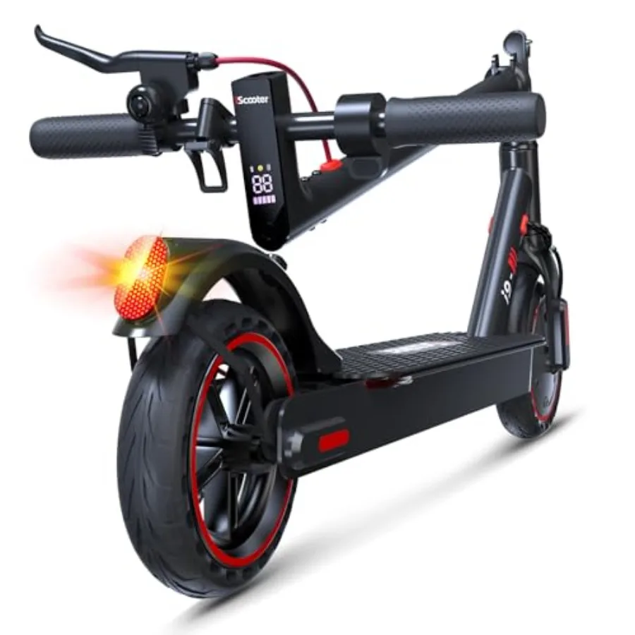 

Urban commuting electric scooter for adults and big kids: aluminum alloy frame, matte black finish, 19 mph top speed, 18-mile r