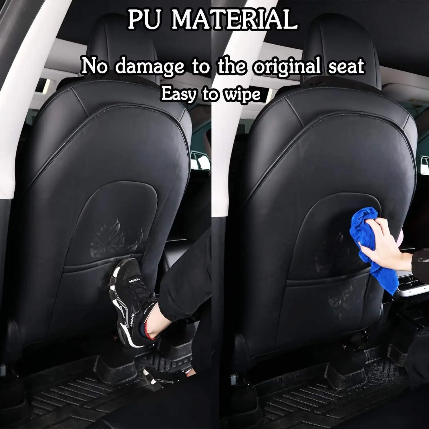 Rear Seat Anti Kick Pad For Tesla Model 3 Highland 2024, Child Feet Kick Mats Seat Cover Waterproof Protection for Stain Scratch