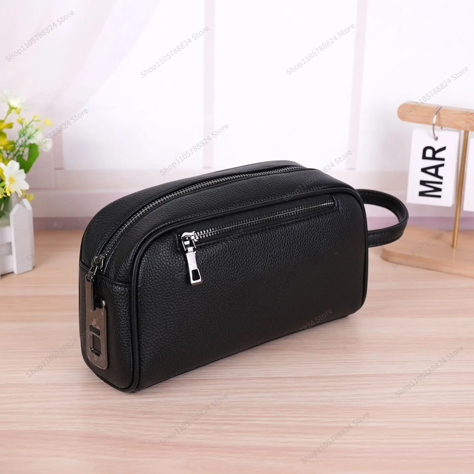 For men's bags, handbags, combination locks, large-capacity business leisure handbags, soft leather