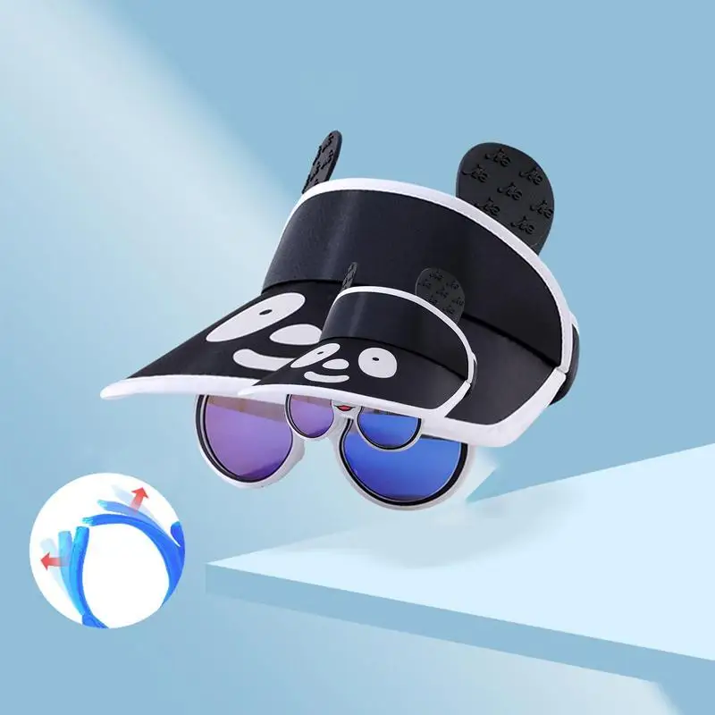 Cute Cartoon Panda Glasses Hat Kids Summer Boy Girl Beach Sun Hats Outdoor Travel Children Sun Protection Hat For Children